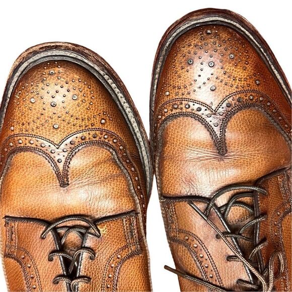 Florsheim 93602 Longwing V Cleat Oxfords Shoes Mens Size 9.5 Brown Grain Leather - Picture 11 of 12